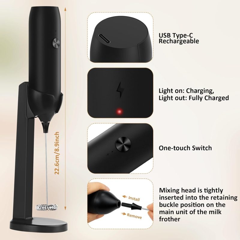 Rechargeable Milk Frother Handheld Usb Type-C - Image 2