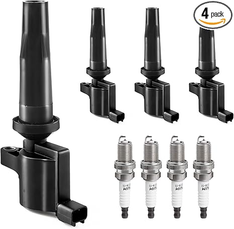Ignition Coil Pack Spark Plugs Combo Fit For 2.0 2.3 Ford Escape Focus Transit Connect 2004 2005 2006 2007 2008 2009 2010 2011