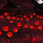 Outdoor Halloween Decorations Solar Spooky Lights-12Led Scary Eyeballs Swaying Firefly Light With Magic Party Garden Decor,Solar Halloween Path Lights for Grave Cemetery,Ghost Decor 2Pack Orange