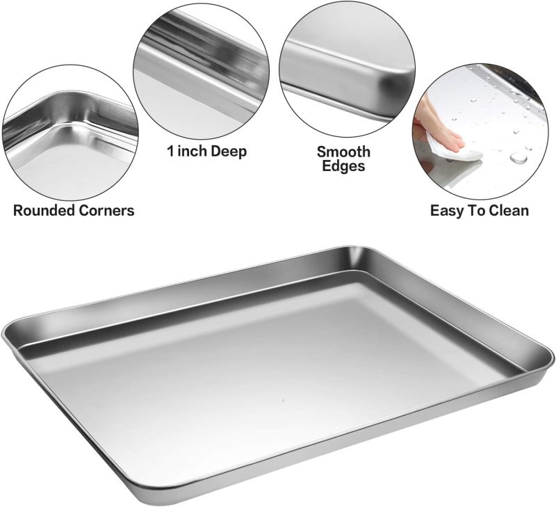 Stainless Steel Baking Sheet Tray Cooling Rack With Silicone Baking Mat Set - Image 3