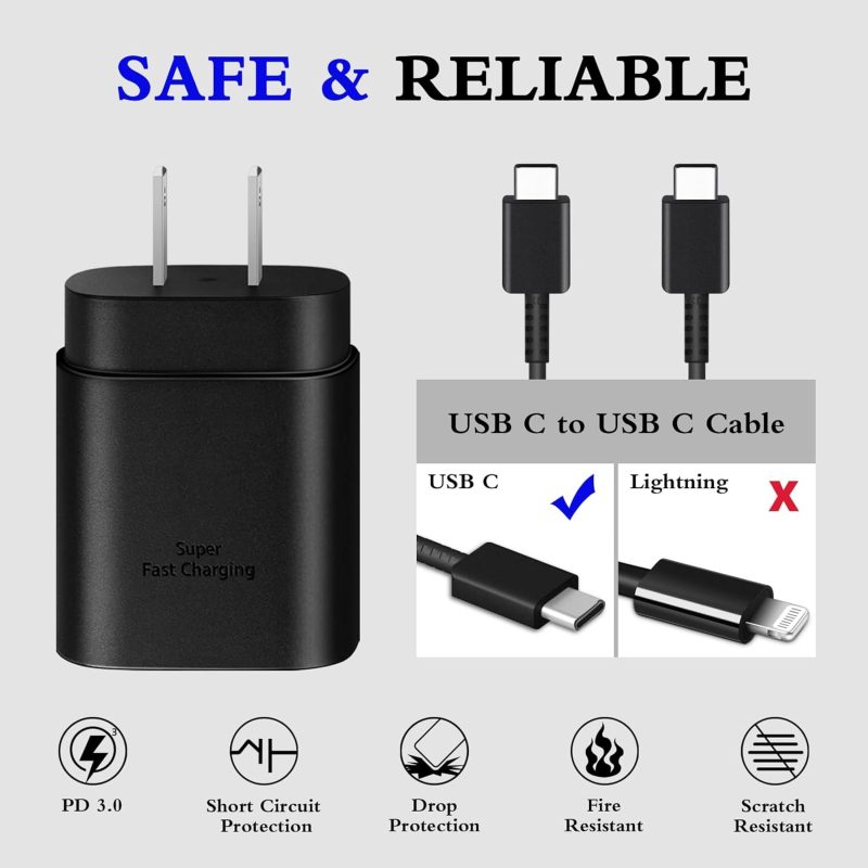 TYPE C Charger 2-Pack 25W Type C Fast Charging Block with 6ft USB... - Image 3