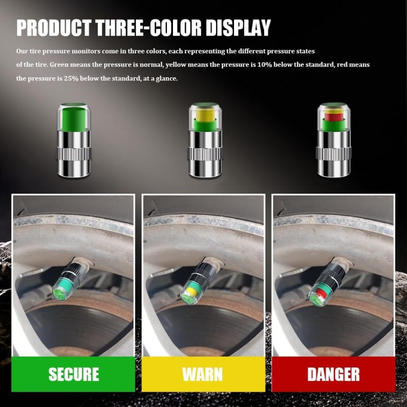 4Pcs Tire Pressure Monitor Valve Stem Caps - Image 6