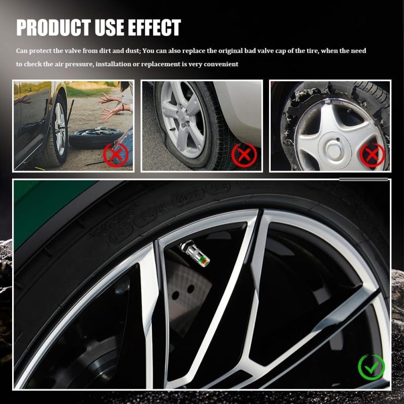 4Pcs Tire Pressure Monitor Valve Stem Caps - Image 5
