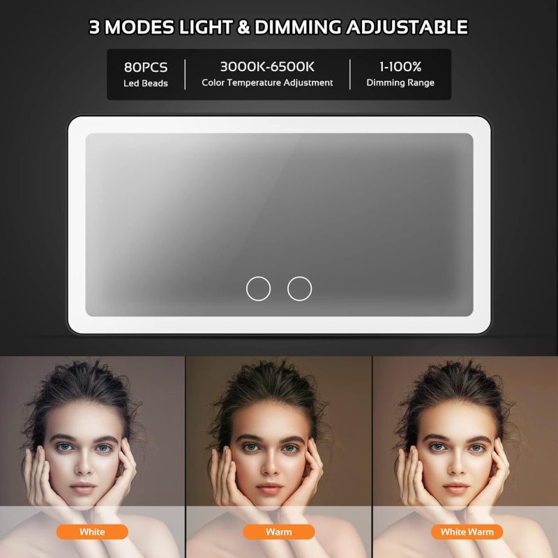 Car Sun Visor Vanity Mirror With 3 Light Modes & 80 Leds - Image 4