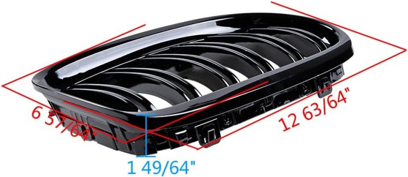 Left + Right Glossy Black Kit Dual Slats Front Bumper Kidney Grilles+ Side Mirror Cover Cap Compatible With 2009-2011 Bmw E90 E91 Facelift 323I 328I Xdrive 335I 335D - Image 2