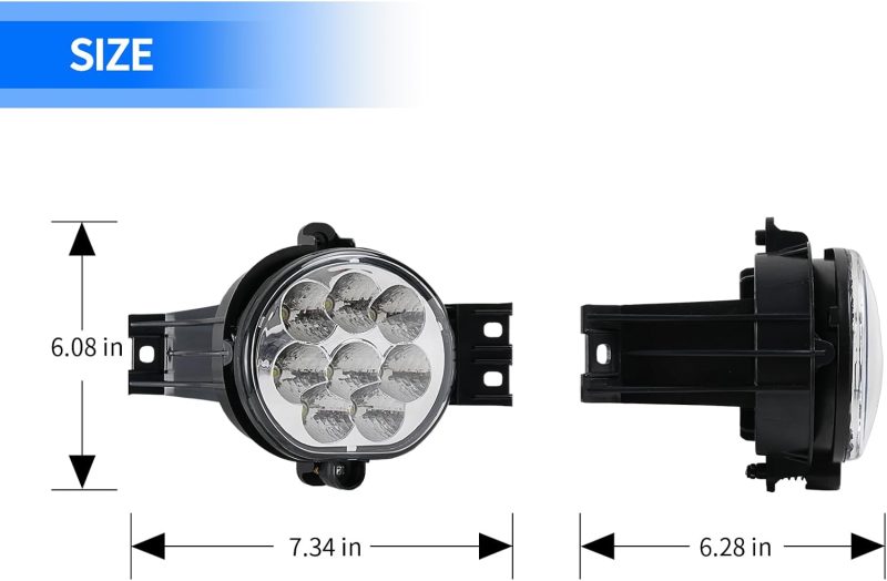 2Pcs Led Fog Lights Lamps Replacement For 2002-2008 Dodge Ram 1500 2003-2009 Durango Truck - Image 5