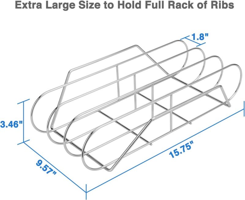 Extra Long Stainless Steel Rib Rack For Smoking And Grilling - Image 4