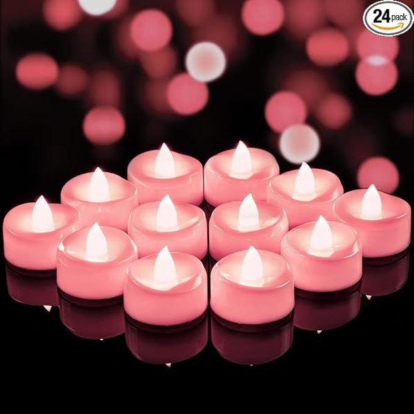 Led Candles, 24 Pack Tea Lights Candle Battery Operated, Flameless Tealight Votives, Realistic Tea Lights for Wedding Home Party Decor -D 1.5
