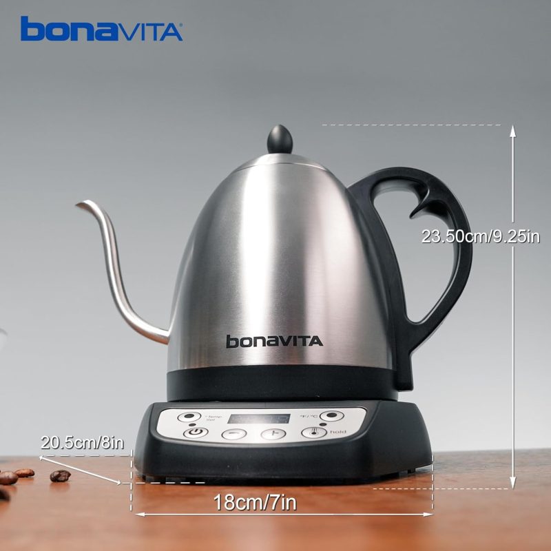 Bonavita 1L Digital Variable Temperature Gooseneck Electric Kettle For Coffee Brew And Tea Precise Pour Control - Image 2