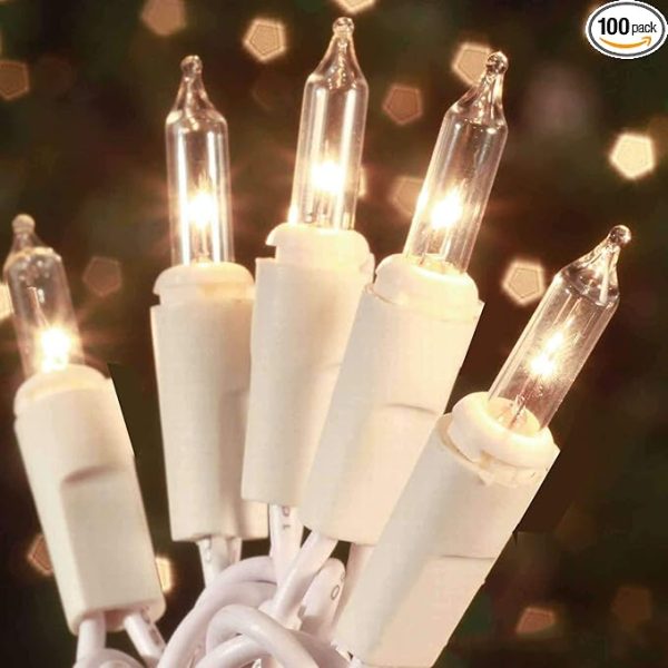 Christmas Lights 100 Count Mini Clear Lights 21Ft White Wire Christmas Tree String Lights Set for Outdoor Indoor Christmas Decorations Wedding Decorations Valentines Day Decor,Ul Certified (21Feet)