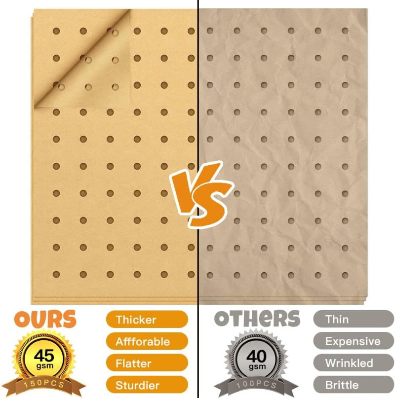 Air Fryer Disposable Parchment Paper Liners: 150Pcs Airfryer Liners 9X11 Inch Perforated Rectangular Paper Sheets Basket Liner Accessories For Toaster Oven Xl Air Fryer - Image 5