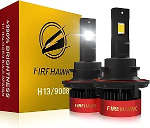 Firehawk H13/9008 Bulbs 40000Lm Pure White 6000K Plug & Play Ip68 Waterproof Fog Light