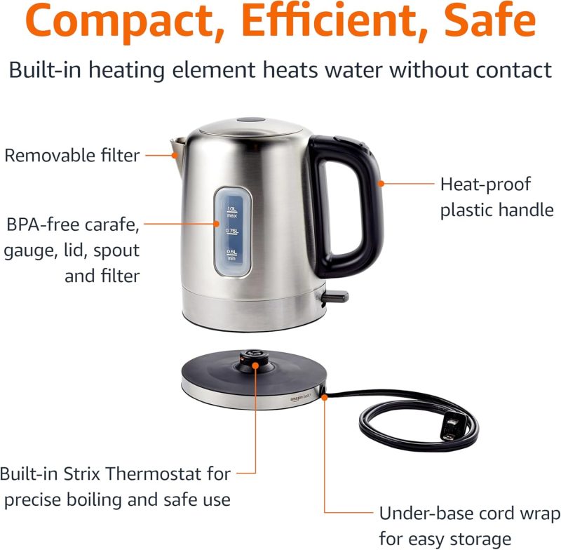 Basics Electric Stainless Steel Kettle For Tea And Coffee - Image 3