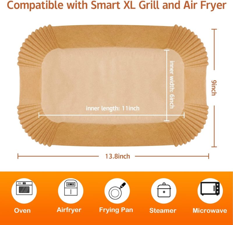 Ninja Smart Xl Air Fryer Liners - 120 Pcs Disposable Parchment Paper Rectangular For Ninja Foodi Air Fryer Accessories - Image 5