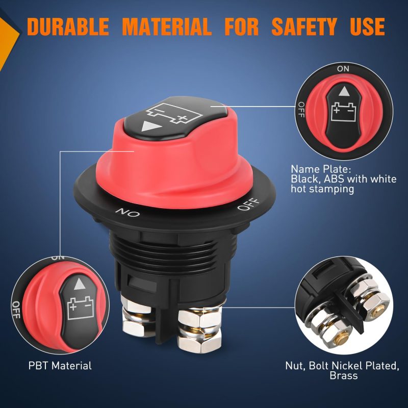 Nilight Battery Disconnect Switch 100A Master Disconnect Isolator 12V-48V On Off Power Cutoff Switch Waterproof Heavy Duty For Marine Boat Car Rv Atv Utv Yacht - Image 4