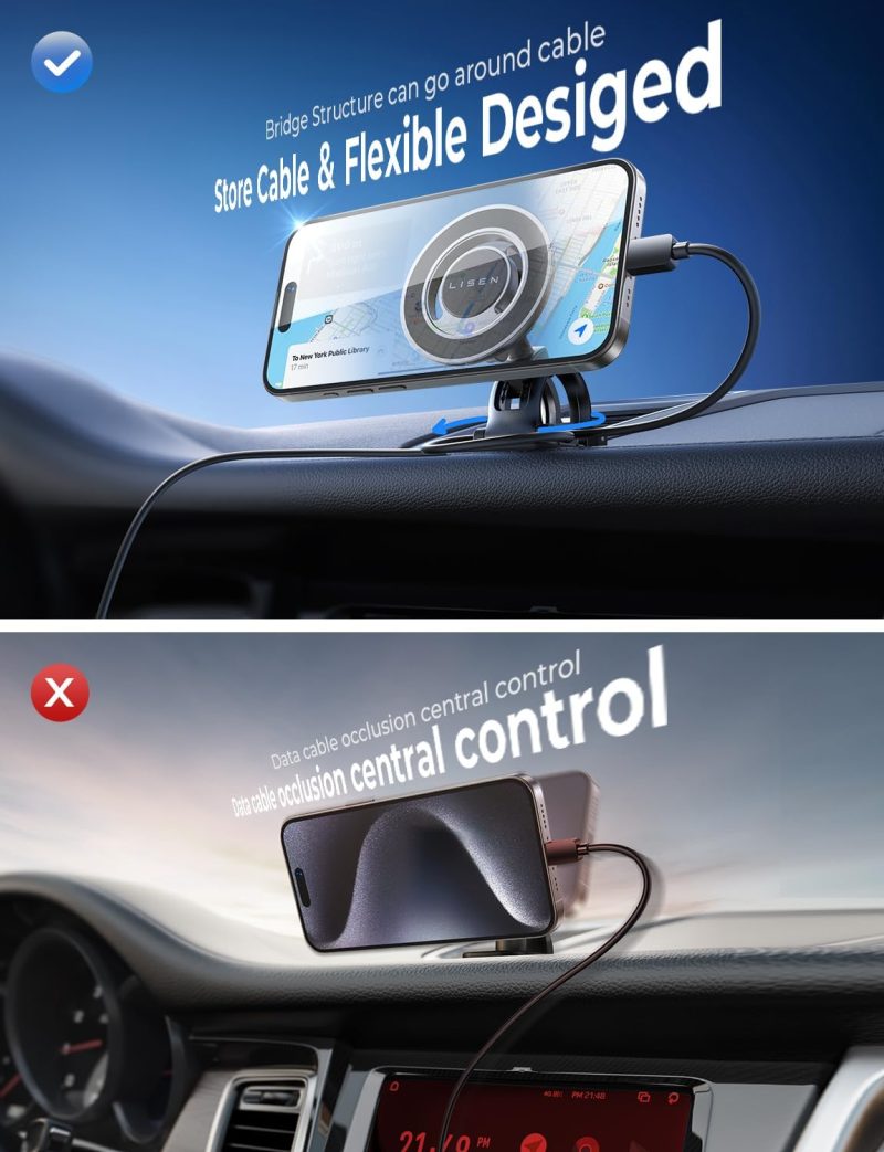Lisen For Magsafe Car Mount [360° Rotation] Magnetic Phone Holder For Car Vent Phone Mount - Image 6