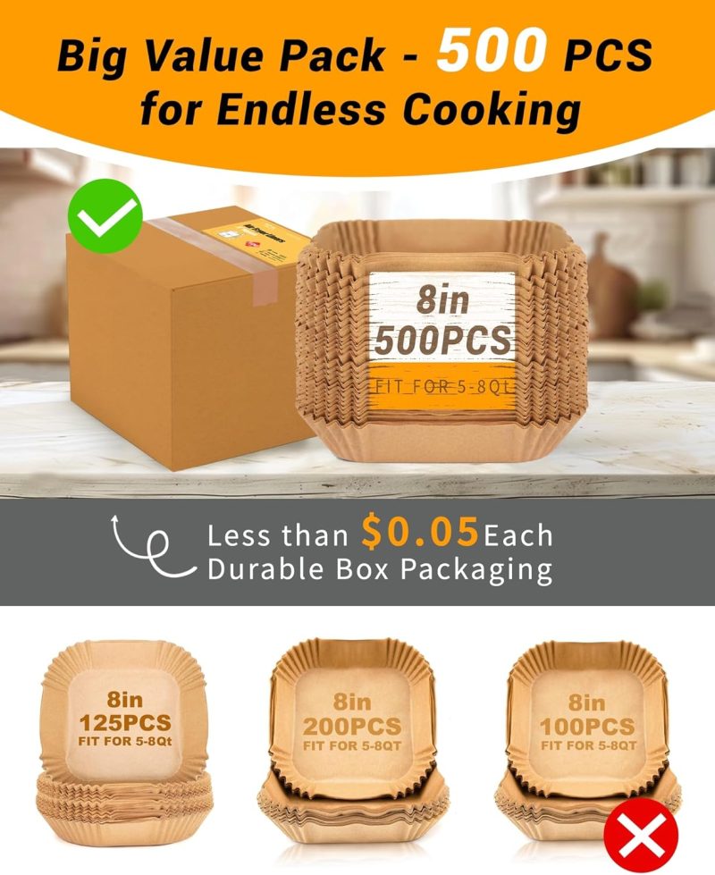 500Pcs Air Fryer Paper Liners - Image 6