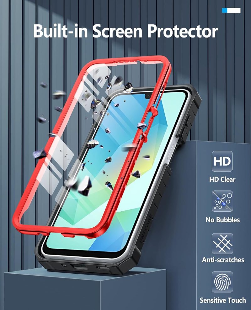 FNTCASE Hybrid Protective Case for Galaxy A16-5G - Red - Image 6