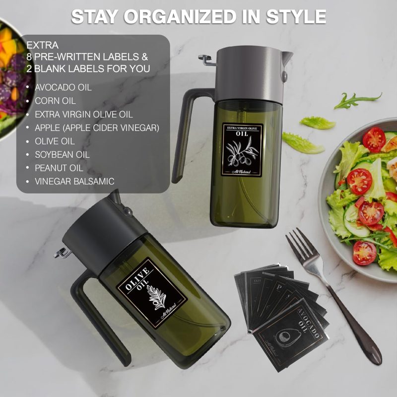 2-In-1 500Ml/17Oz Light-Blocking Dark Oil Sprayer For Cooking With Sticker - Image 4
