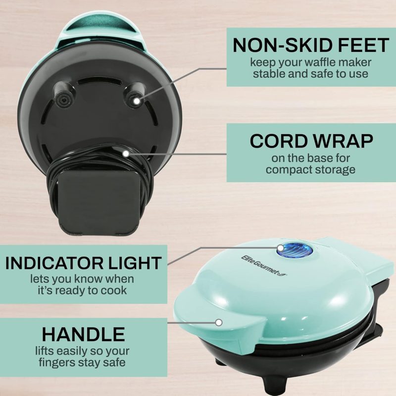 Elite Gourmet Ewm015M# Electric Nonstick 4.5-Inch Mini Waffle Maker - Image 3