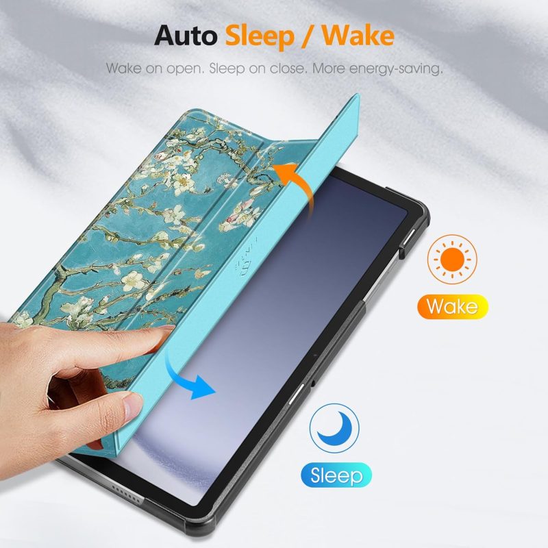 2023 Fintie Slim Case for Samsung Galaxy Tab A9 Plus/A9+ 5G 11 Inch 2023 Model (SM-X210/X216/X218) Ultra Thin Lightweight Hard Back Shell Tri-Fold Stand Cover with Auto Wake/Sleep Blossom - Image 5