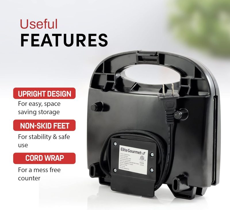 Elite Gourmet Maxi-Matic Electric Nonstick Belgian Waffle Iron Snack Maker Machine - Image 2