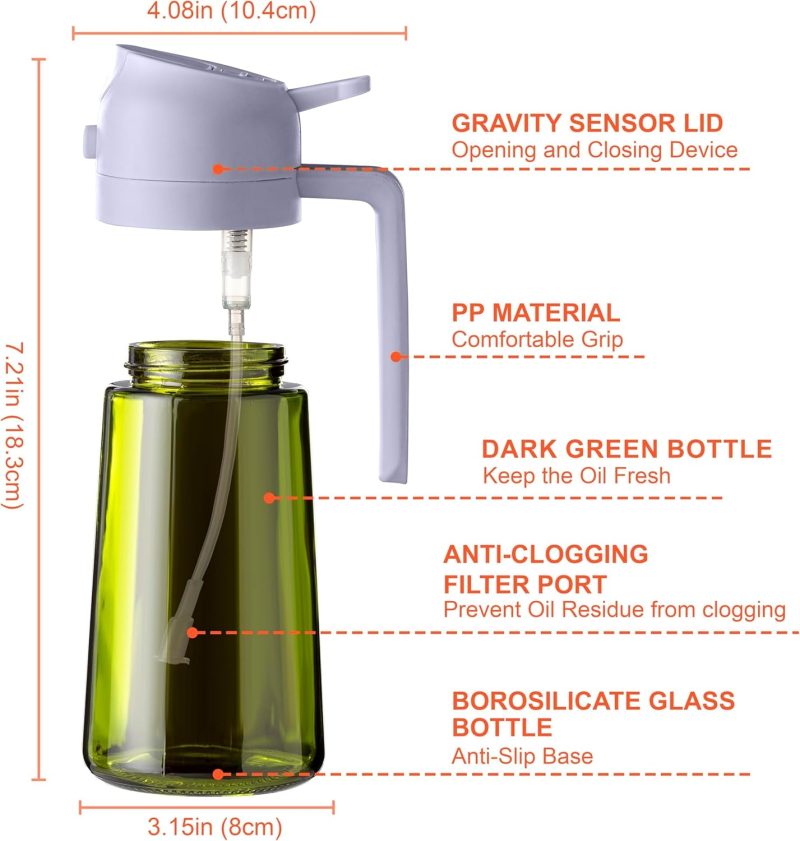 Cxinyi - 16Oz/470Ml Olive Oil Dispenser For Kitchen With Stickers - 2 In 1 Olive Oil Sprayer For Cooking - Image 6