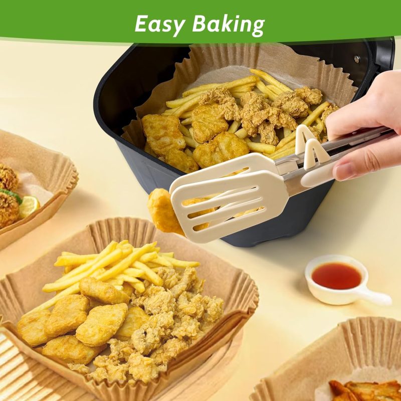 360 Pcs 8” Square Unbleached Heavy Duty Air Fryer Paper Liners Disposable - Image 4
