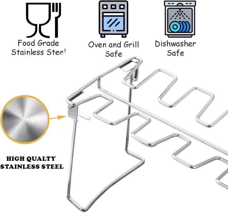 Chicken Leg And Wing Rack For Grill Smoker Oven - Easy To Use 14 Slots Chicken Leg Rack - High Grade Stainless Steel Chicken Wing Rack Chicken Drumstick Holder For Perfect Cook - Image 4