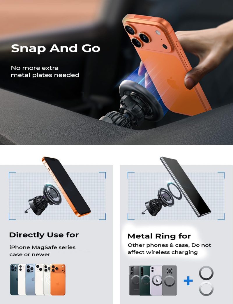 Lisen For Magsafe Car Mount [360° Rotation] Magnetic Phone Holder For Car Vent Phone Mount - Image 2