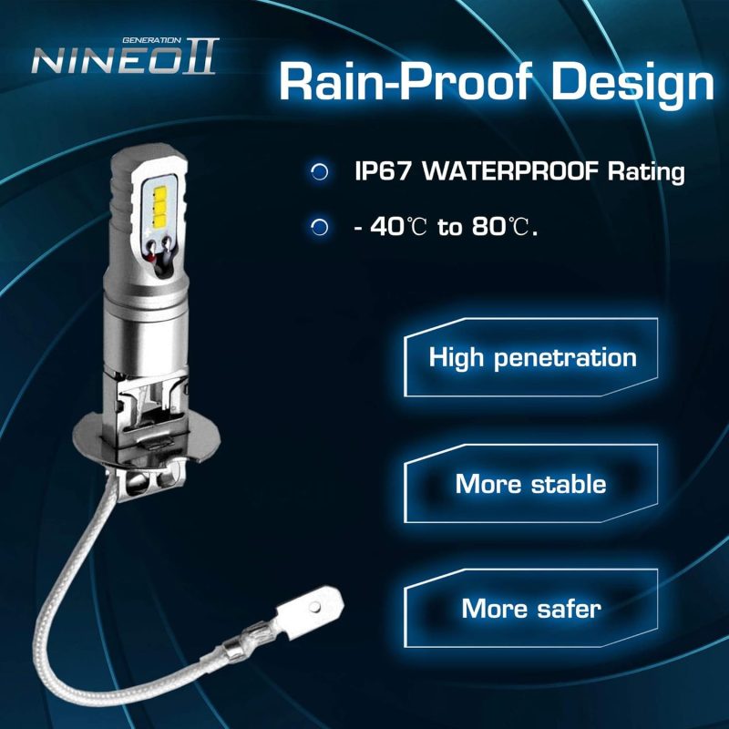 Nineo H3 Led Fog Light Bulbs - Csp Chips 6500K 800Lm Cool White Extremely Bright - Pack Of 2 - Image 5