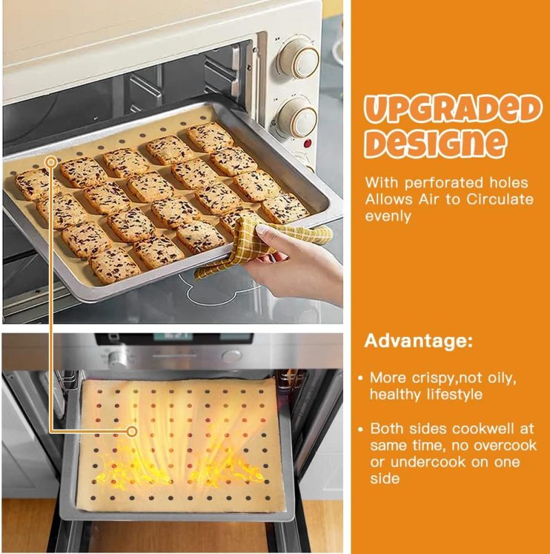 Air Fryer Disposable Parchment Paper Liners: 150Pcs Airfryer Liners 9X11 Inch Perforated Rectangular Paper Sheets Basket Liner Accessories For Toaster Oven Xl Air Fryer - Image 3