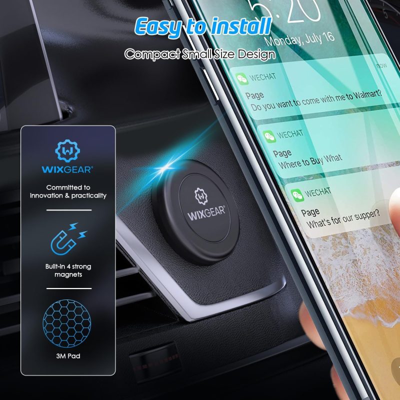 Wixgear Universal Flat Stick On (2 Pack) Dashboard Magnetic Car Mount Holder For Cell Phones And Mini Tablets With Fast Swift-Snap Technology - Extra Slim - Image 6