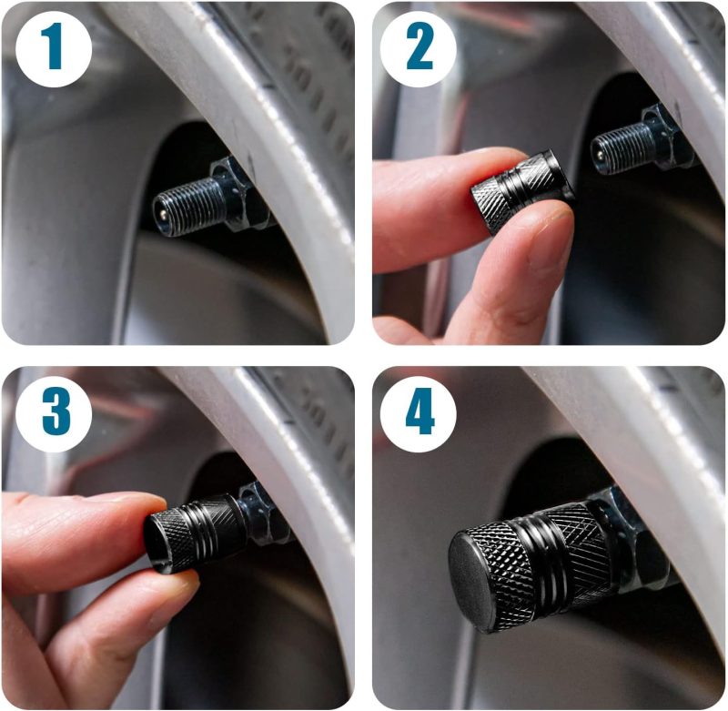 Tire Valve Stem Caps For Car Tires Air Caps Cover 8 Pack Corrosion Resistant Premium Alloy Leak-Proof Universal For Suv Truck Motorcycle Bike Black - Image 5