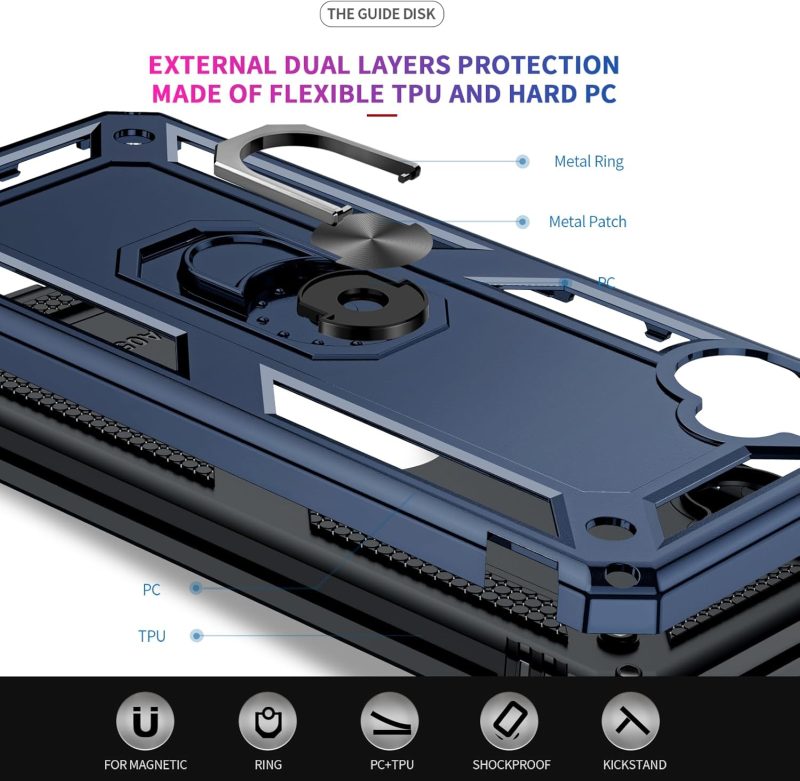 A05 LeYi for Samsung Galaxy-A05-Phone Case Samsung A05 Case with Glass Screen Protector and Camera Lens Protector Heavy Duty Rugged Protective Case Cover with Kickstand Funda para Galaxy AO5 Blue - Image 4