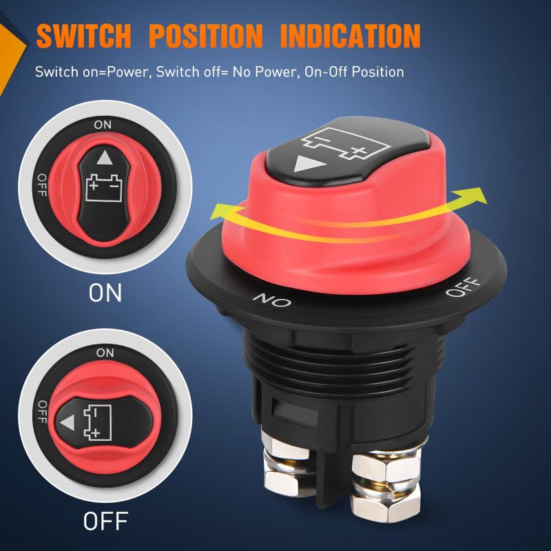 Nilight Battery Disconnect Switch 100A Master Disconnect Isolator 12V-48V On Off Power Cutoff Switch Waterproof Heavy Duty For Marine Boat Car Rv Atv Utv Yacht - Image 2