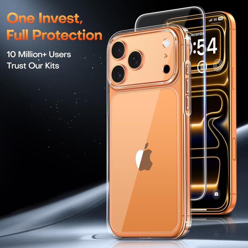 TAURI for iPhone 17 Pro Max Case, Full Camera Protection with Screen Protector, Anti-Yellowing Military-Grade Protection Shockproof Slim Phone Case for iPhone 17 ProMax, Clear - Image 2