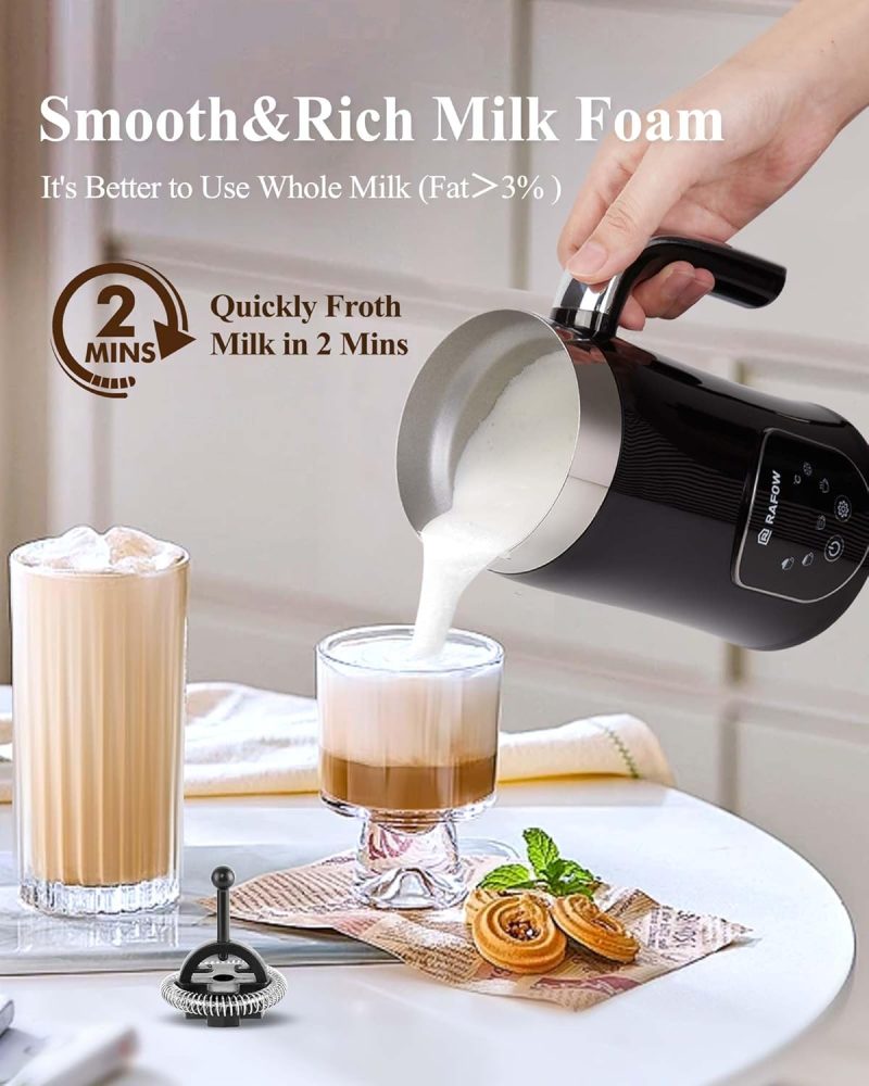 5-In-1 Milk Frother And Steamer - Upgraded Automatic Milk Steamer 11.8Oz Hot & Cold Foam Maker And Milk Warmer With Led Display Touch Screen & Two Whisks For Latte - Image 4