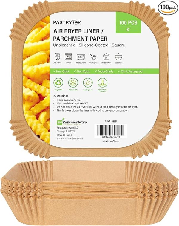 Restaurantware-Pastry Tek 8.1 X 8.1 X 1.8 Inch Air Fryer Liners