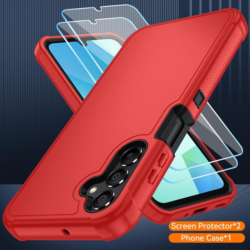 A16 Hybrid Protective Case for Galaxy A16 5G - Bright Red/Black - Image 4