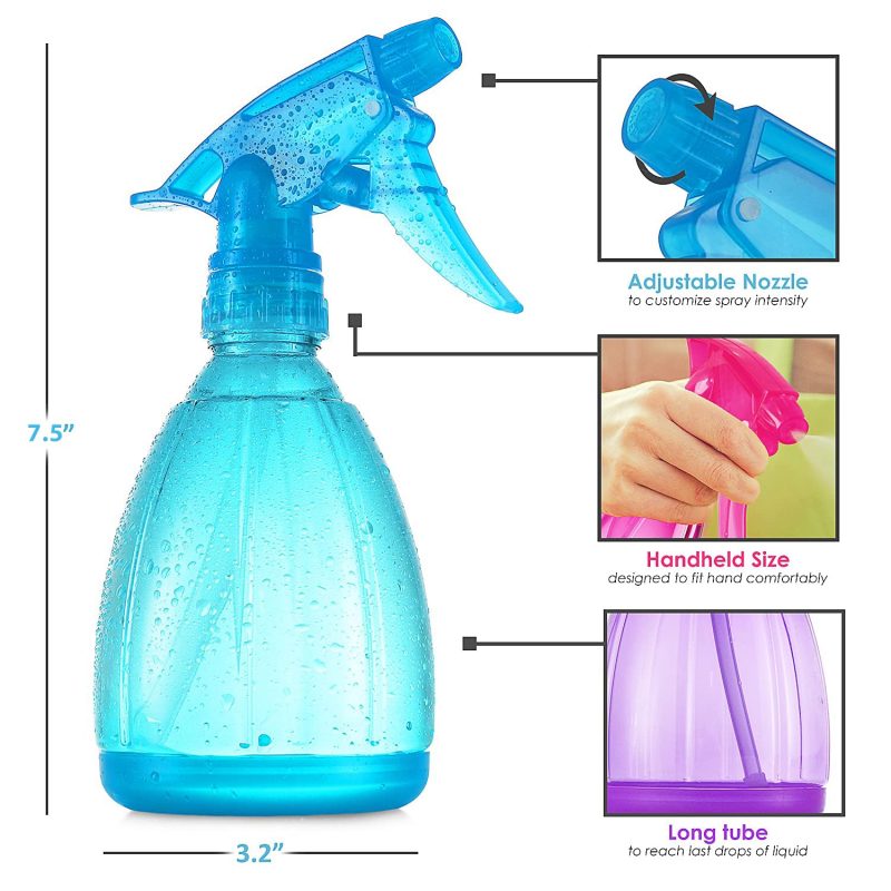 Dilabee Plastic Spray Bottles - 12Oz (3 Pack) Water Spray Bottle For Hair - Image 2