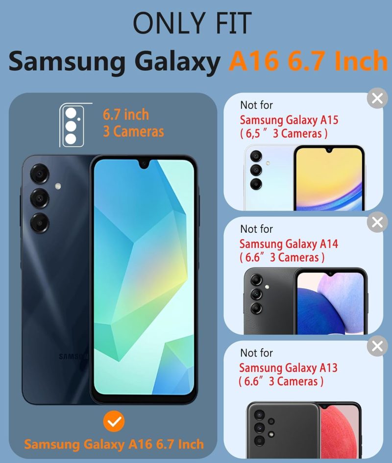 FNTCASE for Samsung Galaxy A16-5G Case: Dual Layer Protective Heavy Duty Cell Phone Cover with Non Slip Textured Back - Shockproof Rugged Military Grade Drop Protection Bumper Tough Black - Image 2