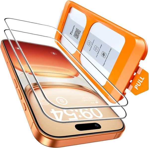 TOCOL for iPhone 17 Pro Screen Protector 6.3 inch 9H Hardness Military Grade Shatterproof HD Tempered Glass for Full Coverage Easy Installation Compatible With Sim Card Case Friendly 2 Pack
