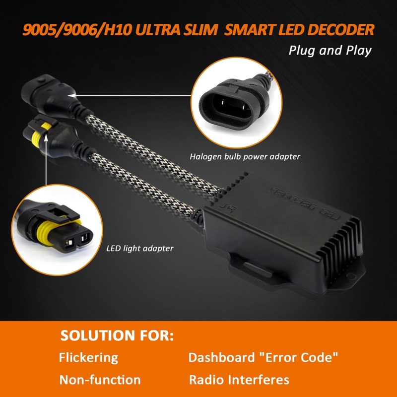 Bestview 9005 9006 H10 Led Light Canbus Decoder Kits Compatibility Anti Flickering Resistor Warning Canceler Pack Of 2 - Image 2
