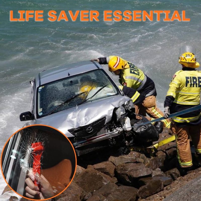 Sinsen Car Safety Hammer Set Of 2 Emergency Escape Tool Auto Car Window Glass Hammer Breaker And Seat Belt Cutter Escape 2-In-1 For Family Rescue & Auto Emergency Escape Tools - Image 4