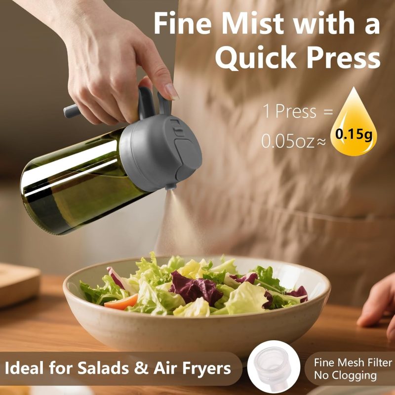 2Pcs Olive Oil Dispenser And Oil Sprayer – 16Oz/470Ml Glass Light-Proof Oil Pourer For Kitchen - Image 3