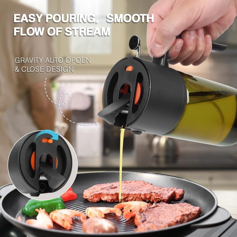 2-In-1 500Ml/17Oz Light-Blocking Dark Oil Sprayer For Cooking With Sticker - Image 6