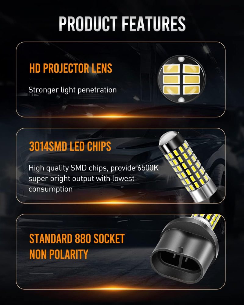 Luyed 880 Led Fog Lights Bulb 400% Brightness 886 890 892 893 Led Bulb With Projector For Drl Or Fog Lights - Image 2