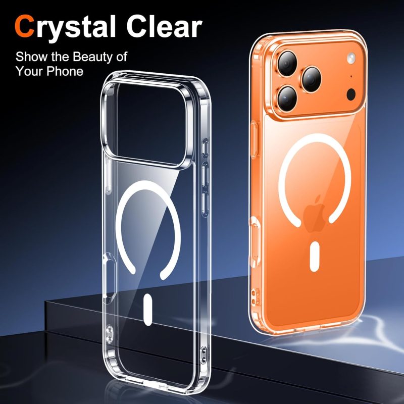 Temdan for iPhone 17 Pro Max Case Clear with Screen Protector, [Compatible with Magsafe][Anti-Yellowing][Military-Grade Protection] Shockproof Slim Magnetic Phone Case Cover, Transparent - Image 6