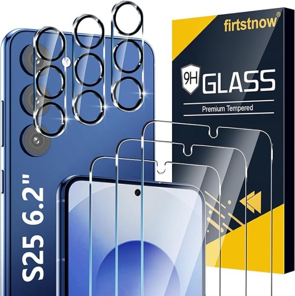GLASS 3 Pack Glass Screen Protector for Samsung Galaxy S25 + 3 Pack...